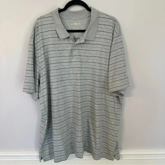 David Taylor Collection Men's Short Sleeve Gray & Black Striped Polo Sz 2XL GUC - Picture 2 of 6
